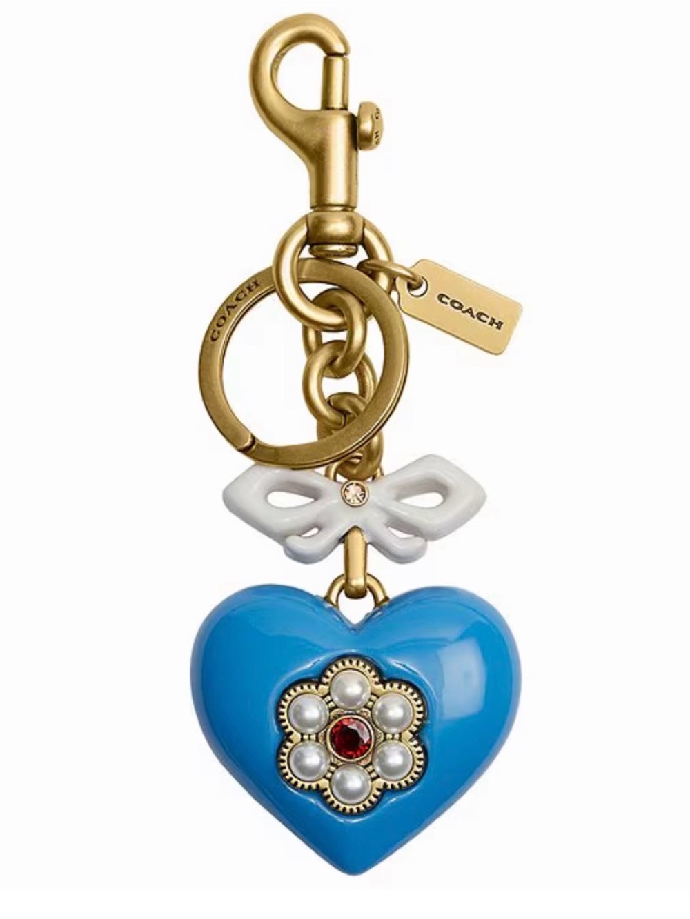 Coach Blue Heart Charm Keychain / Nag Charm NWT